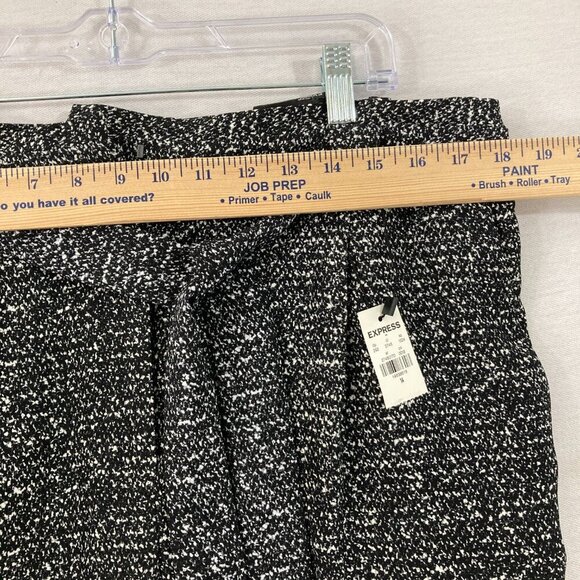 New Express Black White High Rise Belted Ankle Pants size 14 Office Career - Picture 8 of 13